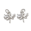 Brass Micro Pave Clear Cubic Zirconia with Glass Charms CU-CBA6E4E-16P-1