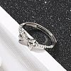 925 Sterling Silver Bowknot Adjustable Rings for Women RJEW-R008-02S-03-3