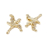 Brass Pave Clear Cubic Zirconia Connector Charms KK-E068-VB360-3