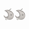 Brass Micro Pave Clear Cubic Zirconia Stud Earring Findings KK-G530-03P-1