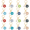 8Pcs 8 Color Flower Acrylic & Alloy Enamel Charm Keychains KEYC-PH01511-1
