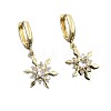 Brass Micro Pave Cubic Zirconia Snowflake Hoop Dangle Earrings for Women WGD9903-01-4