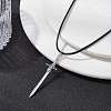 Alloy Sword Pendant Necklace with Waxed Cords X-NJEW-JN04473-2