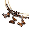 Natural Tiger Eye Faceted Butterfly  Pendant Necklaces NJEW-G143-01D-1