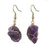 Natural Amethyst & 304 Stainless Steel Dangle Earrings for Women EJEW-JE06237-01-1