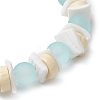 Transparent Glass Round Beads & Natural White Shell & Wood Beads Stretch Bracelets for Men Women BJEW-JB11846-02-4