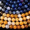Chakra Theme Natural Red Rainbow Jasper & Yellow Aventurine & Tiger Eye & Green Aventurine & Blue Spot Stone & Lapis Lazuli & Amethyst Beads Strands G-F668-14-6mm-2