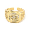 Rack Plating Square Brass Micro Pave Clear Cubic Zirconia Cuff Finger Rings RJEW-C103-16G-2