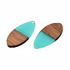 Transparent Resin & Walnut Wood Pendants RESI-N025-032-C04-3