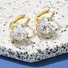 Brass Clear Cubic Zirconia Hoop Earrings EJEW-M047-15G-2