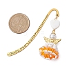 Heart Angel Glass Seed & Plastic Pearl Pendant Bookmark AJEW-MZ00002-02-3