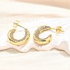 Brass Micro Pave Clear Cubic Zirconia Stud Earrings for Women EJEW-U056-04A-G-3