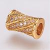 Brass Micro Pave Cubic Zirconia Beads ZIRC-G087-19G-2