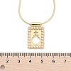 Brass & Plastic Imitation Pearl Hollow Heart Cross Rectangle Pendant Snake Chain Necklaces for Women NJEW-Z053-02G-01-5