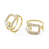 Ion Plating(IP) 304 Stainless Steel Cubic Zirconia Cuff Ring for Women LS-RJEW-C060-04G-4