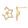 Brass Micro Pave Clear Cubic Zirconia Stud Earring Findings KK-S364-056-2