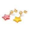 Synthetic Shell Star Pendant Double Layer Necklaces and Dangle Stud Earrings SJEW-F217-01A-G-6