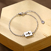 304 Stainless Steel Rectangle with Hollow Cross Link Bracelets WGD536A-01-1