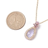 Glass Teardrop Pendant Necklaces NJEW-MZ00066-02-3