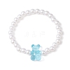 6Pcs 6 Color Acrylic Bear & Imitation Pearl Beaded Stretch Bracelets Set for Children BJEW-JB10047-4