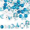 SUNNYCLUE 100Pcs 7 Styles Ocean Theme Dyed Natural Wood Beads WOOD-SC0001-55-1