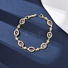 Oval Brass Micro Pave Cubic Zirconia Link Chain Bracelets for Women BJEW-D387-04G-4