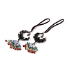 Natural Dyed & Heated Black Agate Moon with Mixed Gemstone Chips Tassel Pendant Decorations G-L524-07R-A01-1