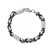 Grooved Column 304 Stainless Steel Byzantine Chain Bracelets Hand Polished for Men BJEW-B093-07BP-1