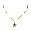 Ocean Brass Pavel Green Cubic Zirconia Sea Turtle Pendant 304 Stainless Steel Cable Chain Necklaces NJEW-JN06678-2