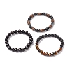 3Pcs 3 Style Natural & Synthetic Mixed Stone Stretch Bracelets Set with Wood Beaded for Women BJEW-JB08358-4