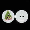 2-Hole Dyed Flat Round Printed Wooden Sewing Buttons for Christmas X-BUTT-P001-20mm-01-2