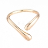 Brass Teardrop Open Cuff Ring for Women X-RJEW-T001-90G-1