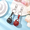 2Pcs Alloy Polyester Spandex Woven Ball Keychain KEYC-JKC01170-2