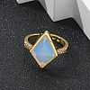 Rhombus Opalite Finger Rings RJEW-B113-01G-05-2