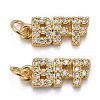 Brass Micro Pave Clear Cubic Zirconia Charms ZIRC-Z011-30G-2