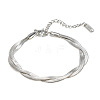 304 Stainless Steel 2-Strand Twisted Flat Snake Chain Bracelets MC1160-5