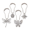 4Pcs 4 Style Owl Butterfly Dragonfly Iron Shower Curtain Rings for Bathroom AJEW-JB01189-1