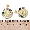 Rack Plating Virgin Mary Brass Micro Pave Cubic Zirconia Pendants KK-E102-15G-3