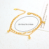 Vintage Beach Brass Round Ball Tassel Double Layer Chain Anklets for Women LK2381-4