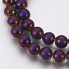 Electroplate Non-Magnetic Synthetic Hematite Beads Strands G-F585-D-8mm-2