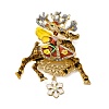 Deer Alloy Rhinestone Brooches JEWB-I034-34G-1