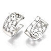 Brass Micro Pave Clear Cubic Zirconia Cuff Earrings EJEW-S201-202P-NF-2