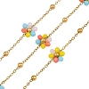 Glass & 304 Stainless Steel Cable Chain Beaded Chains SA-CBAD321-03B-1