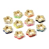 Brass Enamel Flower Spacer Beads KK-CBAF2EC-02G-1