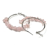 Alloy with Copper Wire Natural Rose Quartz Hoop Earrings EJEW-Q388-01A-2