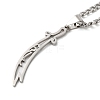 Non-Tarnish Sword Knife 304 Stainless Steel Hollow Scimitar Pendant Necklaces for Women and Men NJEW-F324-10P-1