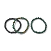 3Pcs 3 Style Natural African Turquoise(Jasper) & Black Agate Round Beaded Stretch Bracelets Set PW23030764297-3