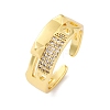 Brass Micro Pave Clear Cubic Zirconia Cuff Rings for Women RJEW-U043-14G-4