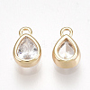 Brass Cubic Zirconia Charms KK-S350-089G-2