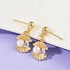 Shell Shape Brass Micro Pave Clear Cubic Zirconia Dangle Stud Earrings EJEW-F895-13G-2